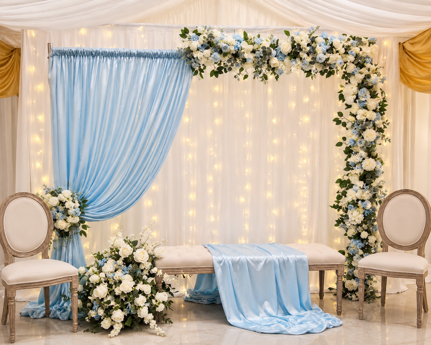 Luxury pink and blue event setup