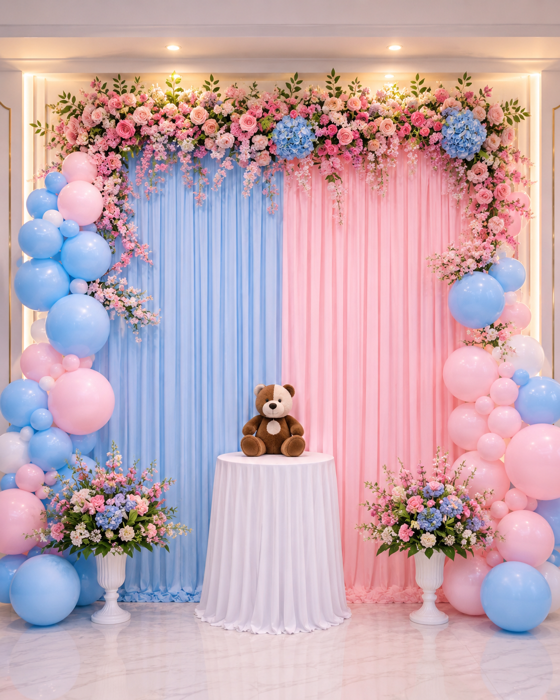 Luxury pink and blue event setup